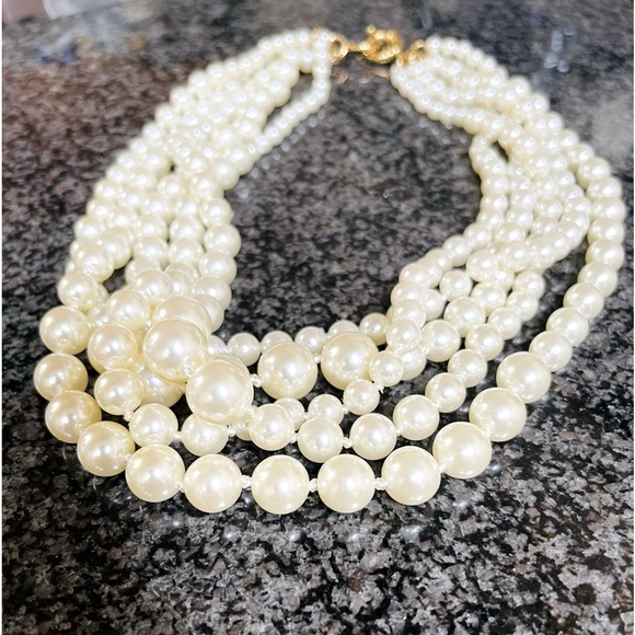 J. Crew Jewelry Multi Strand Faux Pearl Necklace Poshmark